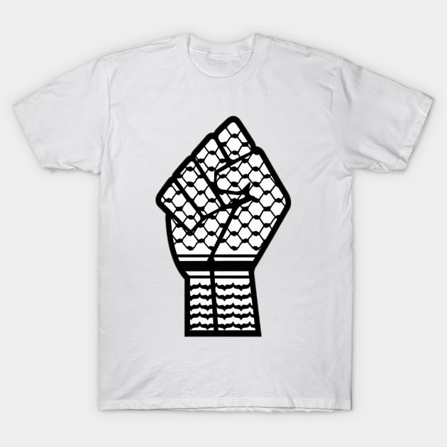 Keffiyeh Black Power Fist - Right Side - Front T-Shirt by SubversiveWare